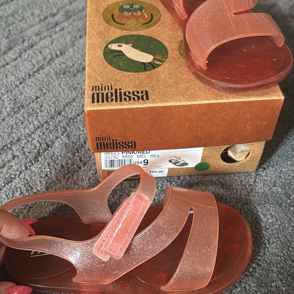 Mini Melissa Pink Sandals with Glossy Finish